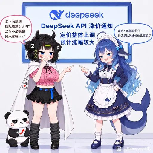DeepSeek娘『误~没想到 姐姐也涨价了呢？ DeepSeekA』表情包