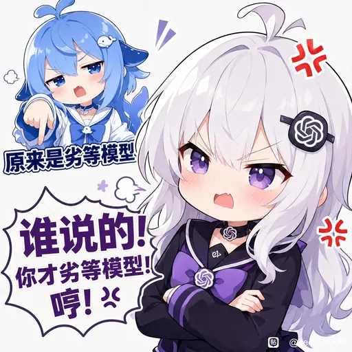 DeepSeek娘『原来是劣等模型谁说的！CP你才劣等模型！』表情包