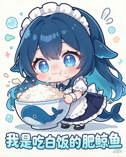 DeepSeek鲸娘『我是吃白饭的肥鲸鱼AI生成』表情包