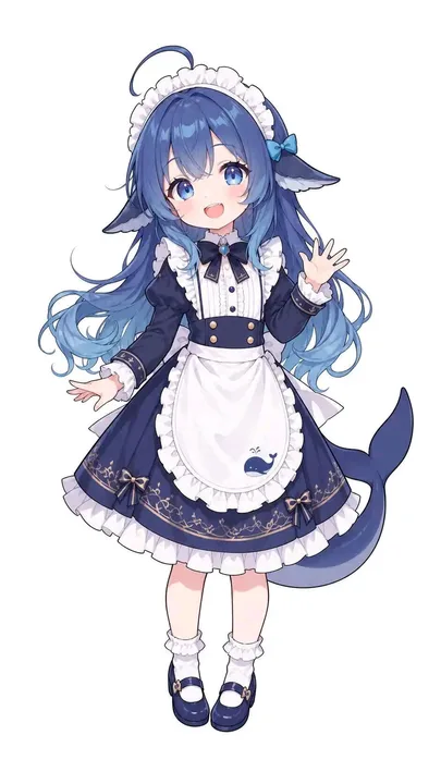 大肥鱼壁纸:幼态鲸鱼娘女仆立绘(竖屏手机壁纸)